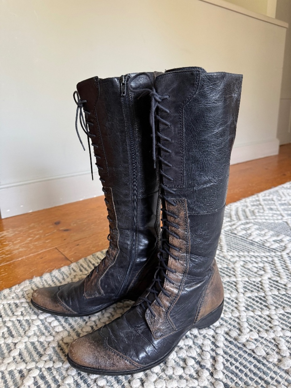 Vintage Victorian knee high lace up boots